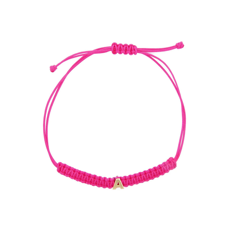 BRACCIALE TESSUTO ROSA CON LETTERA - ORO18KT