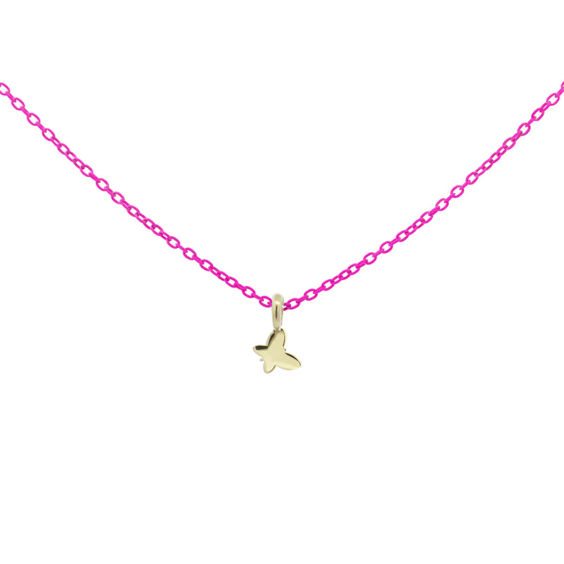 GIROCOLLO FARFALLA FUCSIA FLUO - ORO18KT