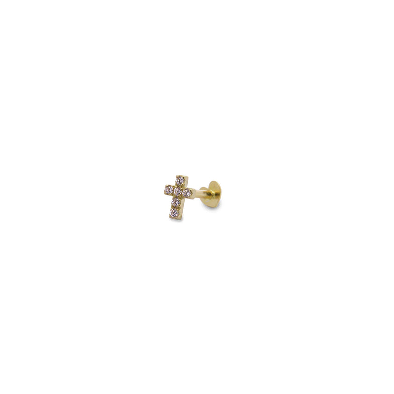 PIERCING HELIX CROCE E DIAMANTI LAB GROWN - ORO18KT