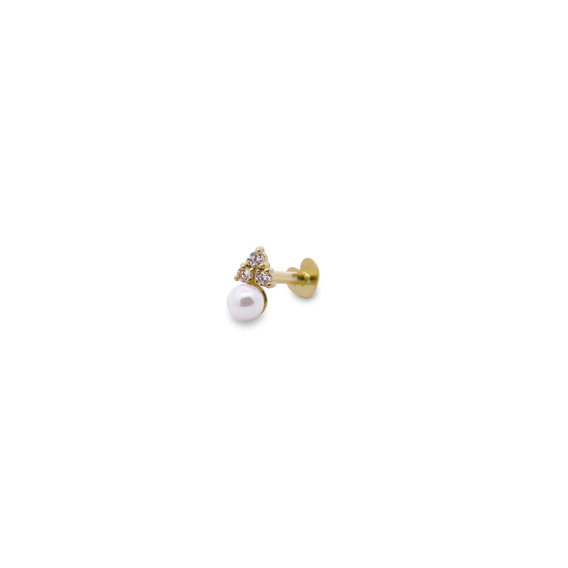 PIERCING HELIX TRIANGOLO PERLA E DIAMANTI LAB GROWN - ORO18KT