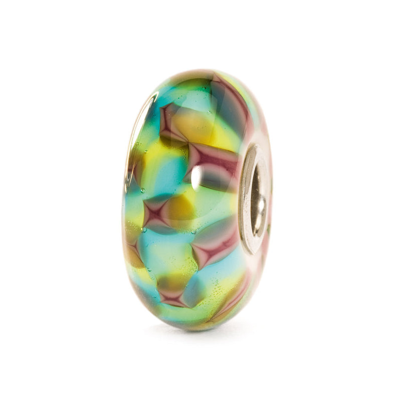 TROLLBEADS BEAD IN VETRO SCACCHI VERDE VIOLA