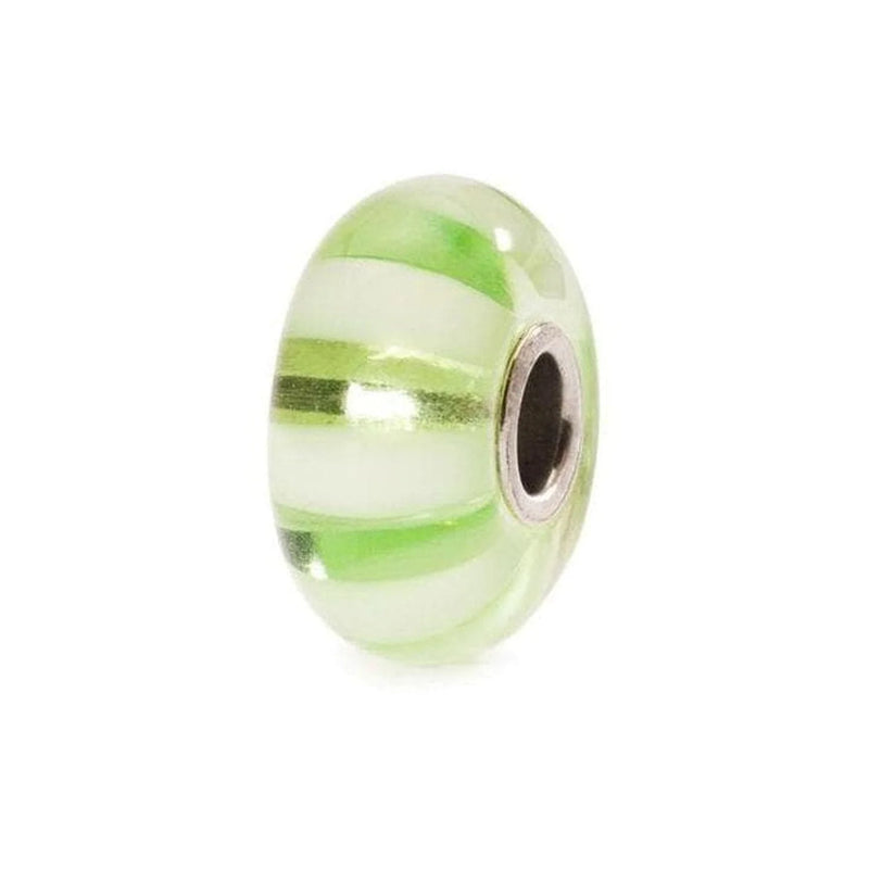 TROLLBEADS BEAD IN VETRO STRISCE VERDE LIMONE