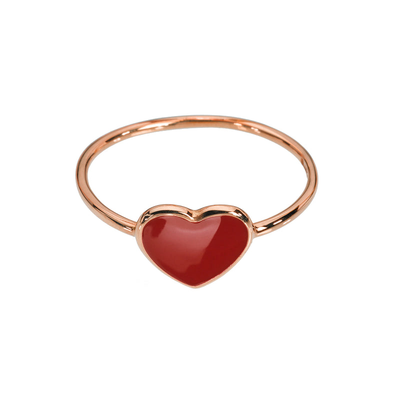 Anello con cuore smaltato rosso