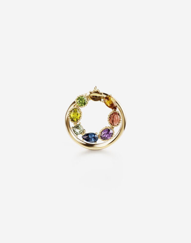 Anello Rainbow Alphabet  in oro giallo con pietre preziose multicolor