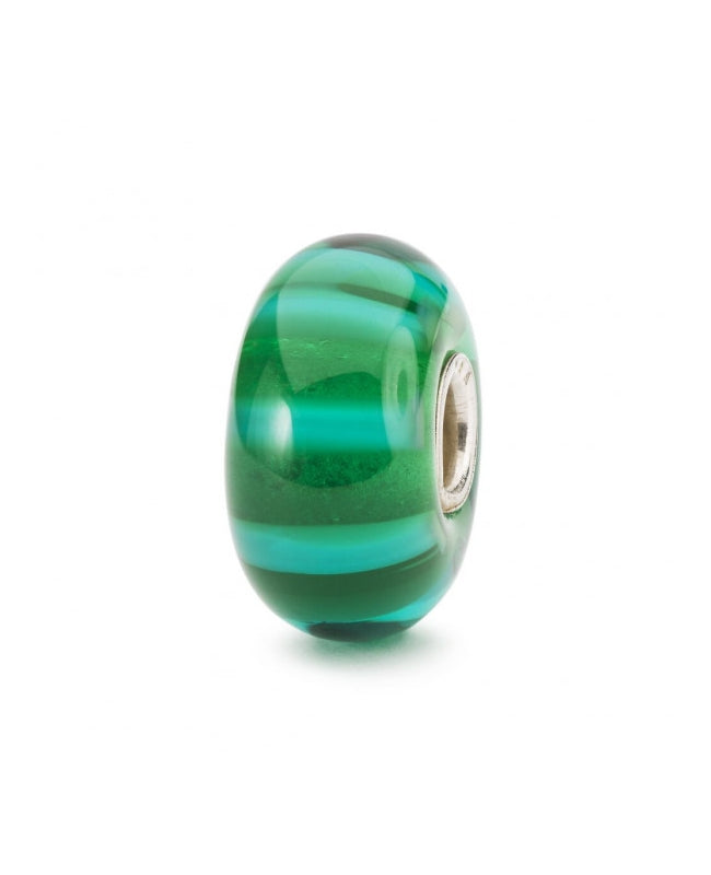 TROLLBEADS BEAD IN VETRO STRISCE DI VERDE